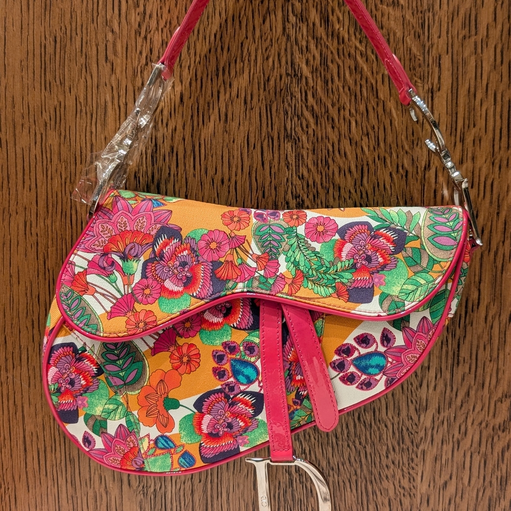 Floral Saddle Bag with Pink Accents